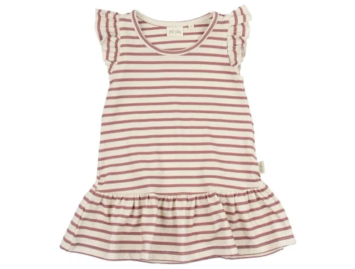 Råhvid og mørk rosa stribet kjole fra petit piao PP1732 withered rose